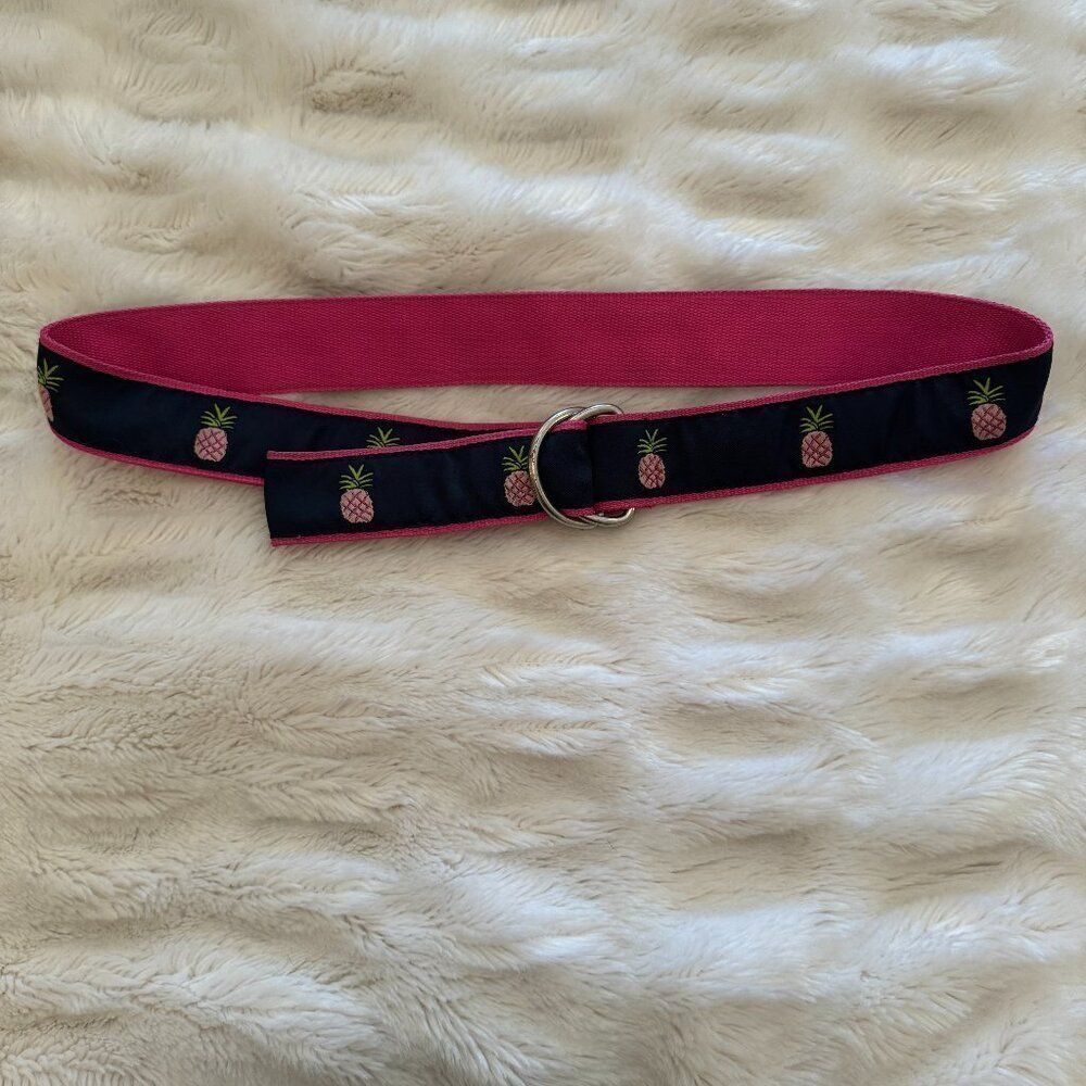 Toe Goz Pink and Navy Blue Pineapple Ribbon Belt